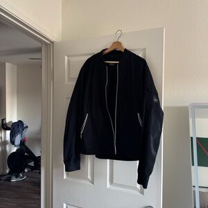 ALO Yoga Black Bomber Jacket with White Trim